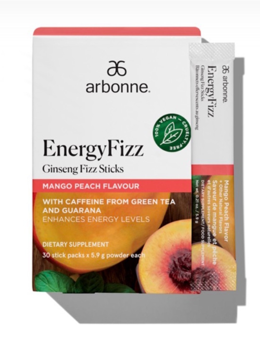 Arbonne Mango Peach Flavour EnergyFizz Sticks